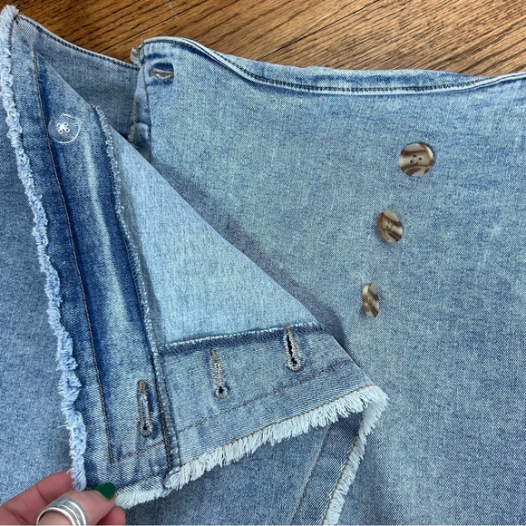 Sincerely Jules | Asymmetrical Denim Button Front Slit Midi Skirt Size 3/26 - Picture 6 of 12